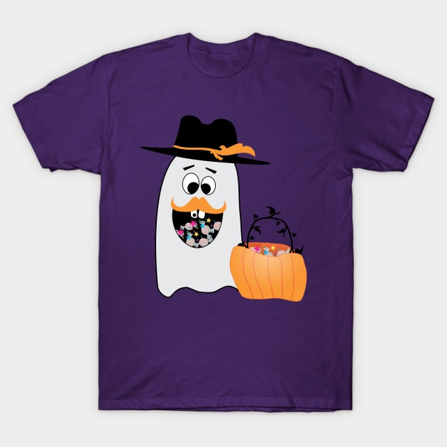 Silly Halloween Ghost Wants Your Candy T-Shirt by PLdesign